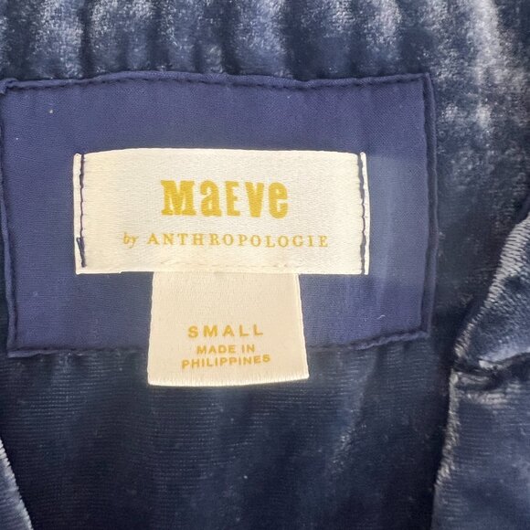 Anthropologie Crushed Blue Velvet Mini Dress - Picture 7 of 8